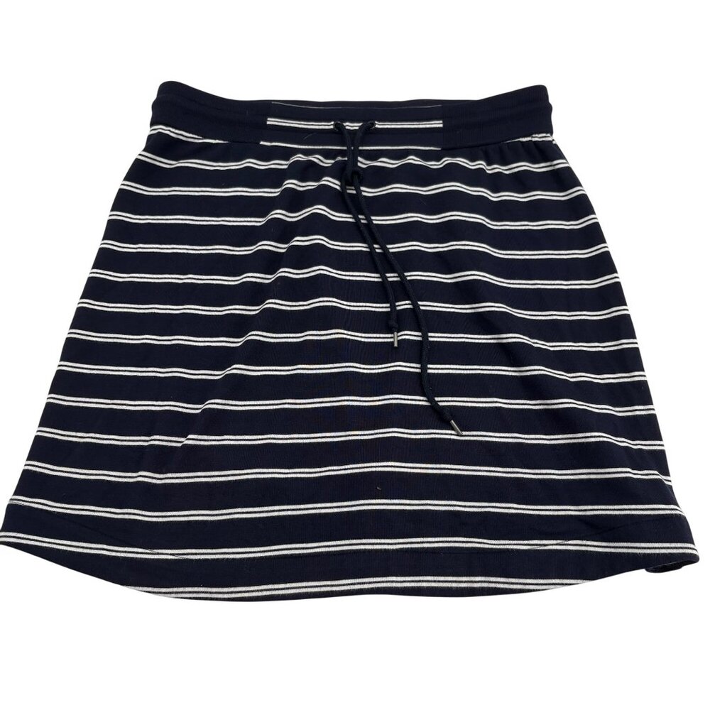Talbots Women's Stripe Drawstring Skirt Pull on Size Medium Knit Navy White